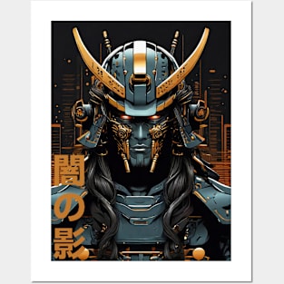 Dark Shadow Futuristic Samurai Posters and Art